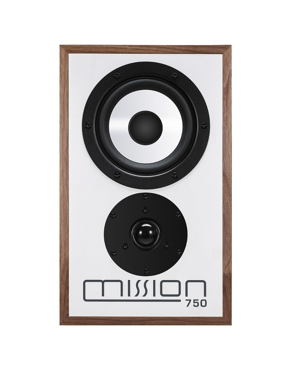 Mission 778X Stereo Amplifier – Black & Mission 750 Bookshelf Speakers – Walnut