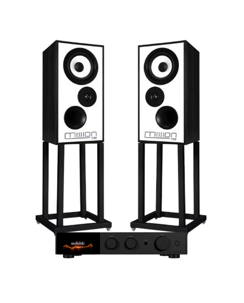 Audiolab 9000A & Mission 700 Bookshelf Speakers with Stands
