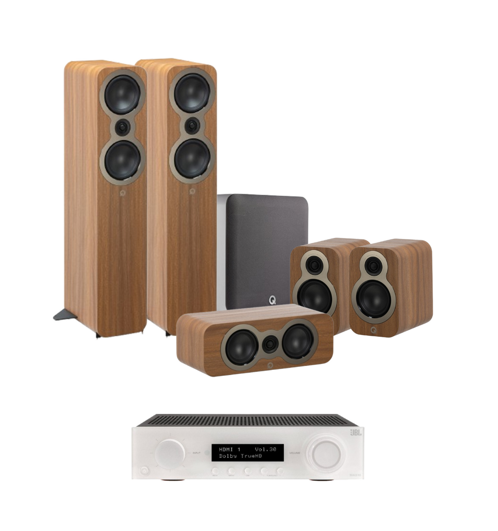 JBL MA510 5.2 8K AV Receiver + Q Acoustics 3050C 5.1 Cinema Pack with Q SUB100 10" Subwoofer Bundle