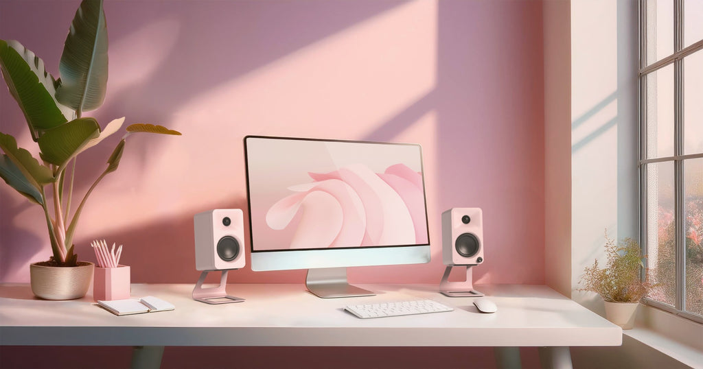 Kanto ORA 100w Powered Reference Desktop Speakers with Bluetooth – Pink