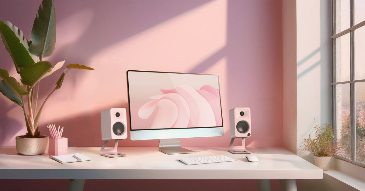 Kanto ORA 100w Powered Reference Desktop Speakers with Bluetooth – Pink