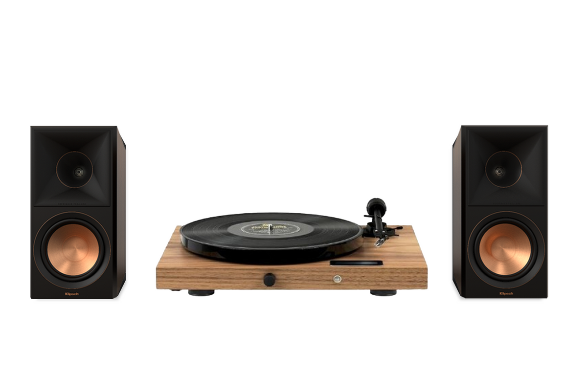 Pro-Ject Juke Box E1 Turntable + Klipsch RP-500M II Bookshelf Speakers