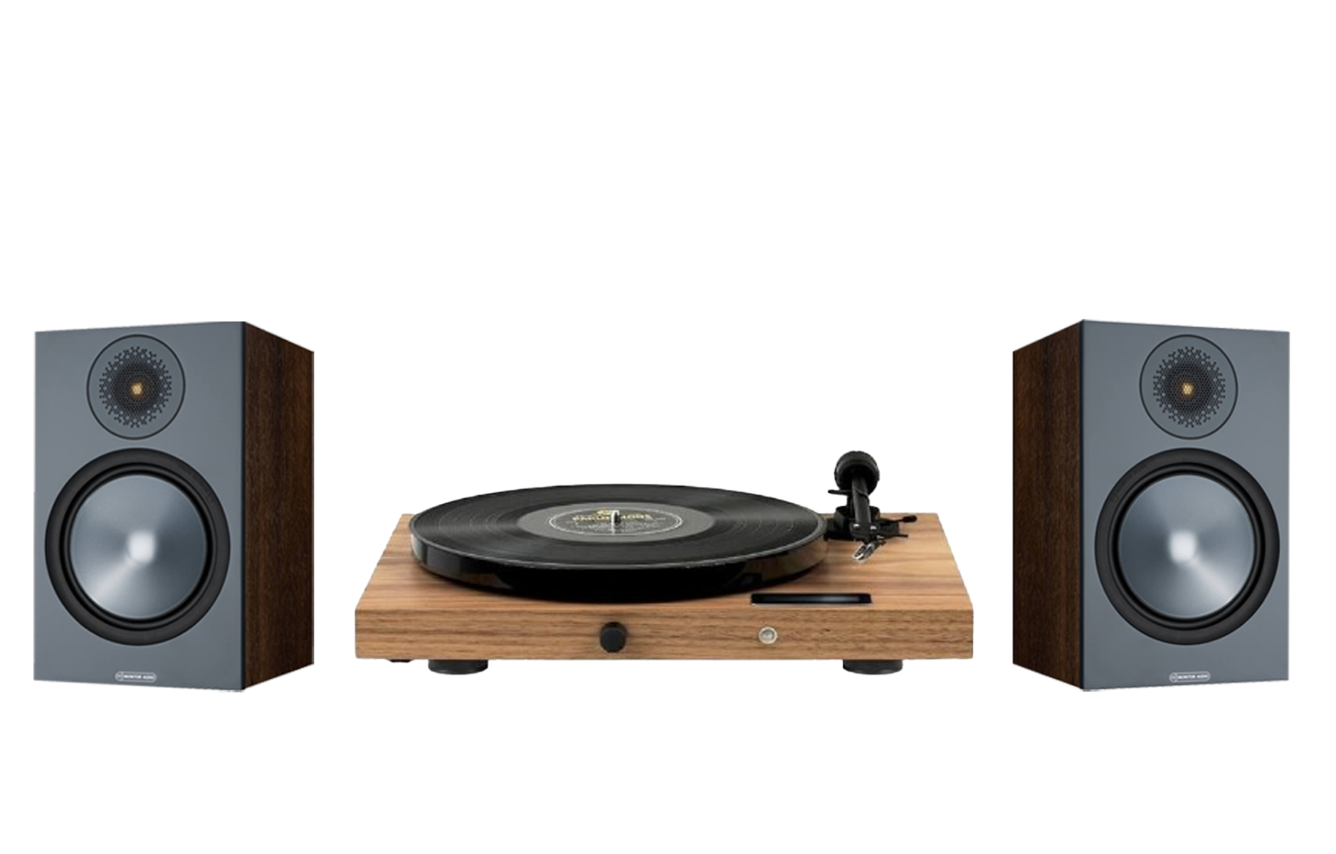 Pro-Ject Juke Box E1 Turntable + Monitor Audio Bronze 100 Bookshelf Speakers