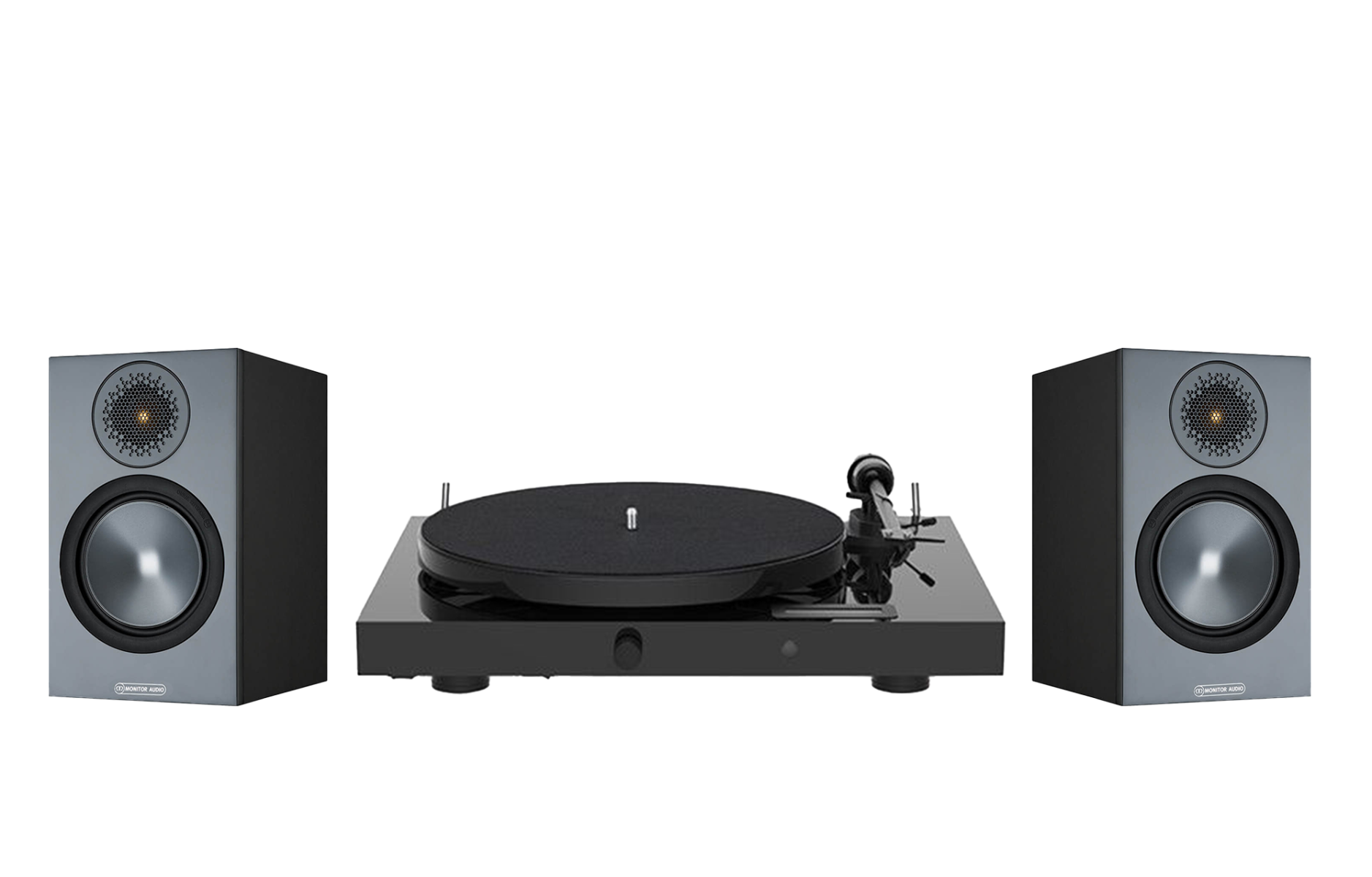 Pro-Ject Juke Box E1 Turntable + Monitor Audio Bronze 50 Bookshelf Speakers