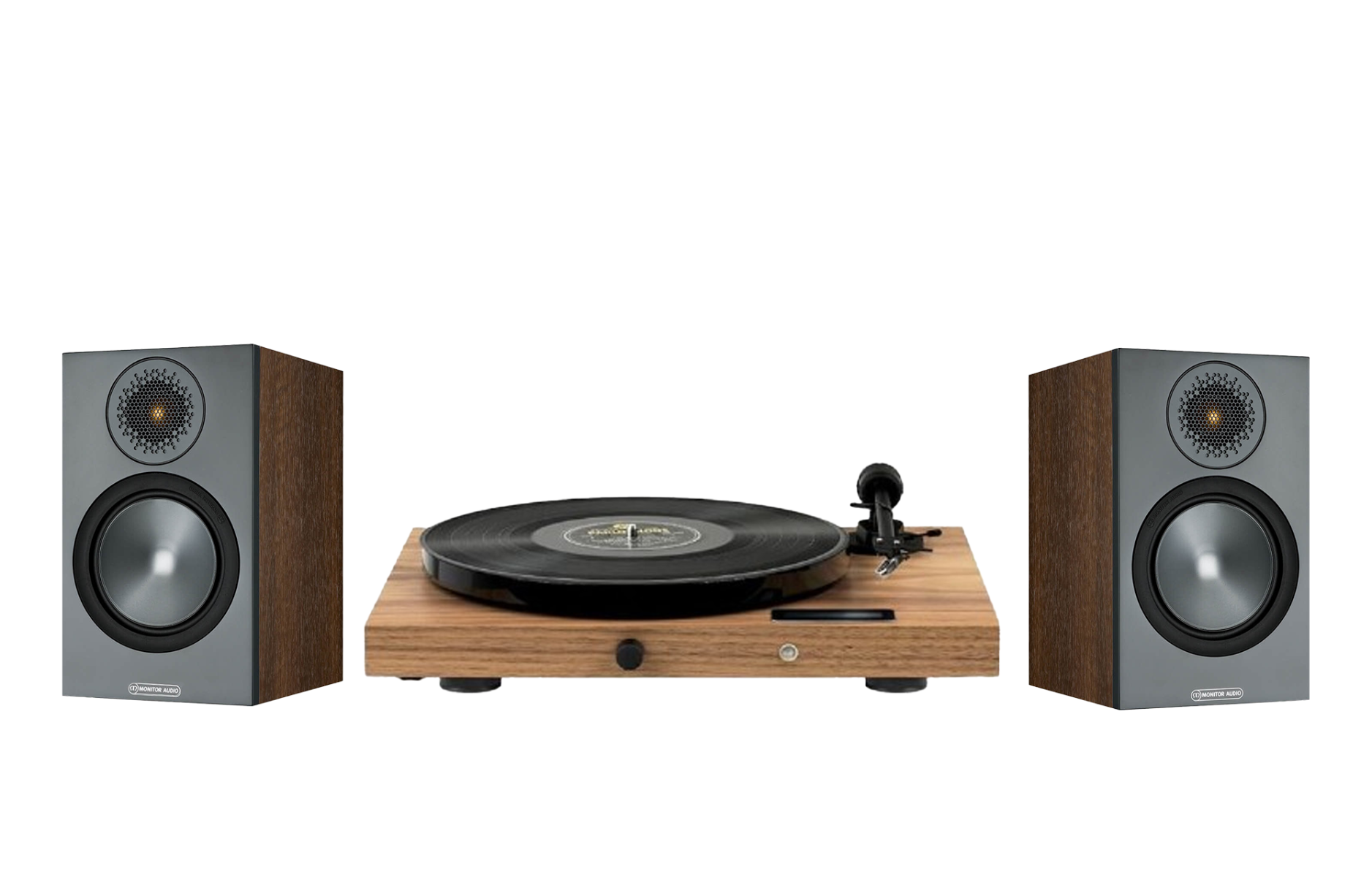Pro-Ject Juke Box E1 Turntable + Monitor Audio Bronze 50 Bookshelf Speakers