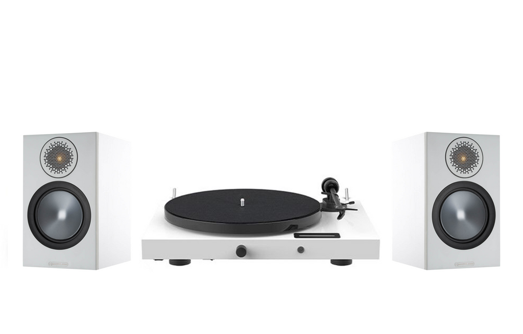 Pro-Ject Juke Box E1 Turntable + Monitor Audio Bronze 50 Bookshelf Speakers