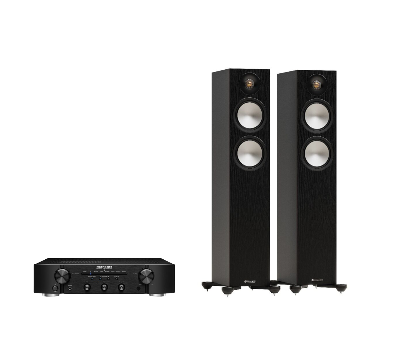 Marantz PM6007 Integrated Amplifier + Monitor Audio Bronze 300 7G Floor Standing Speakers Package and 5 metres Classic 79 Strand