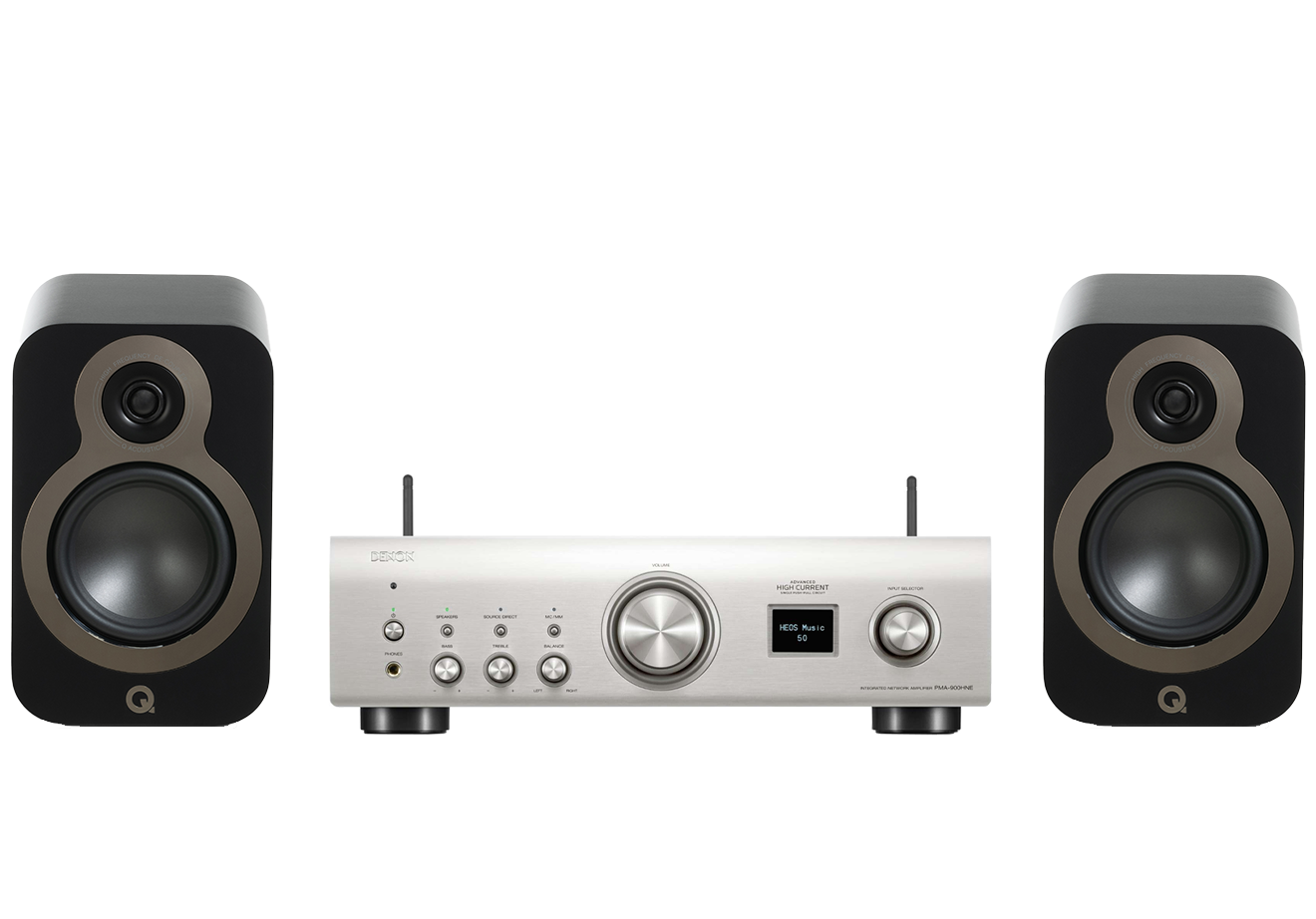 Denon PMA-900HNE Integrated Network Amplifier + Q Acoustics 3020C Bookshelf Speakers