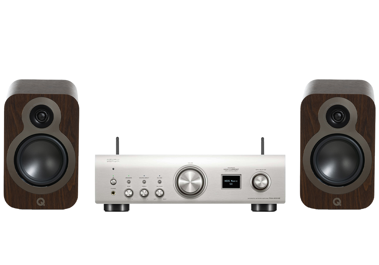 Denon PMA-900HNE Integrated Network Amplifier + Q Acoustics 3020C Bookshelf Speakers