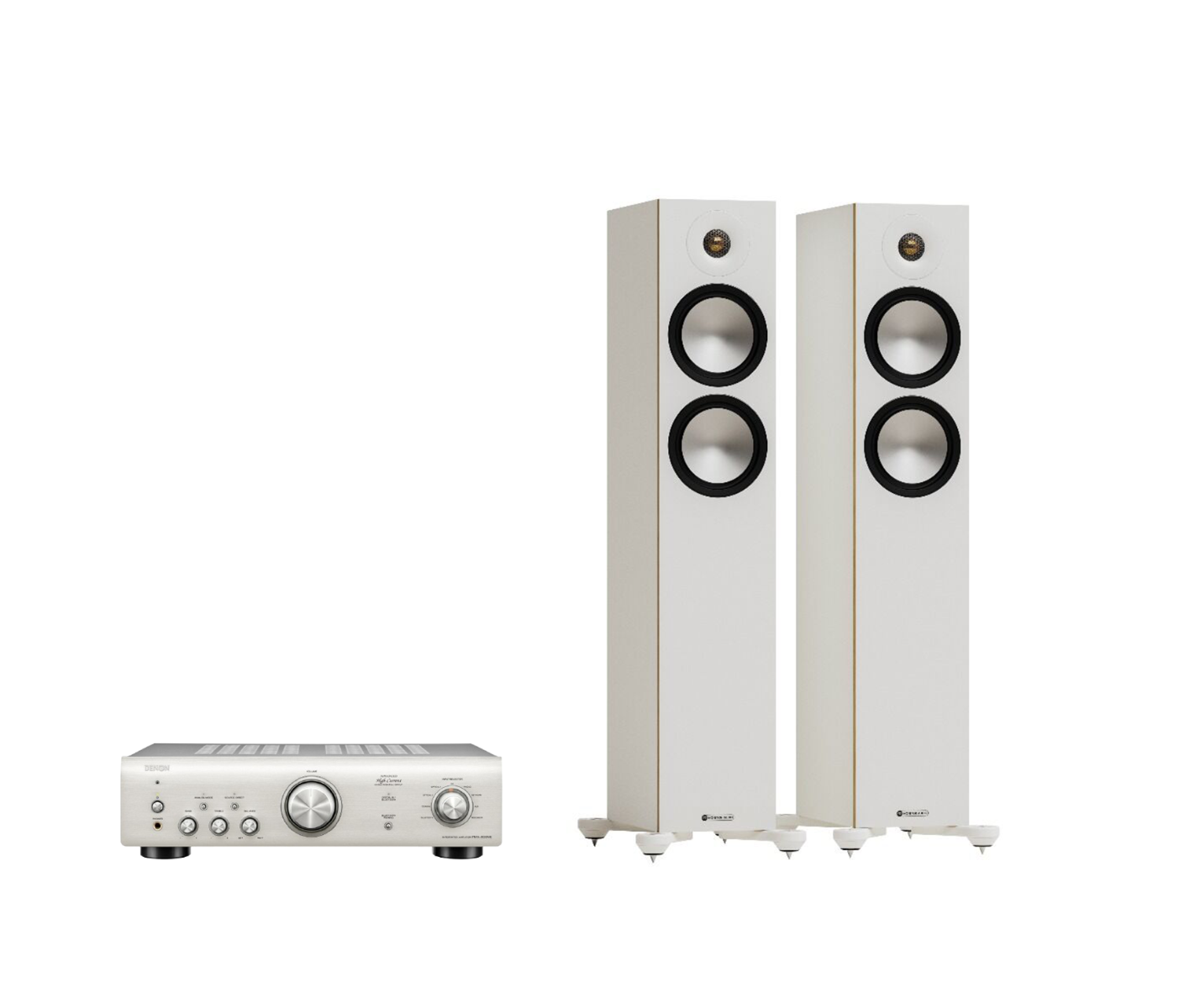 Denon PMA-600NE Integrated Amplifier + Monitor Audio Bronze 300 7G Floor Standing Speakers Package and 5 metres Classic 79 Strand