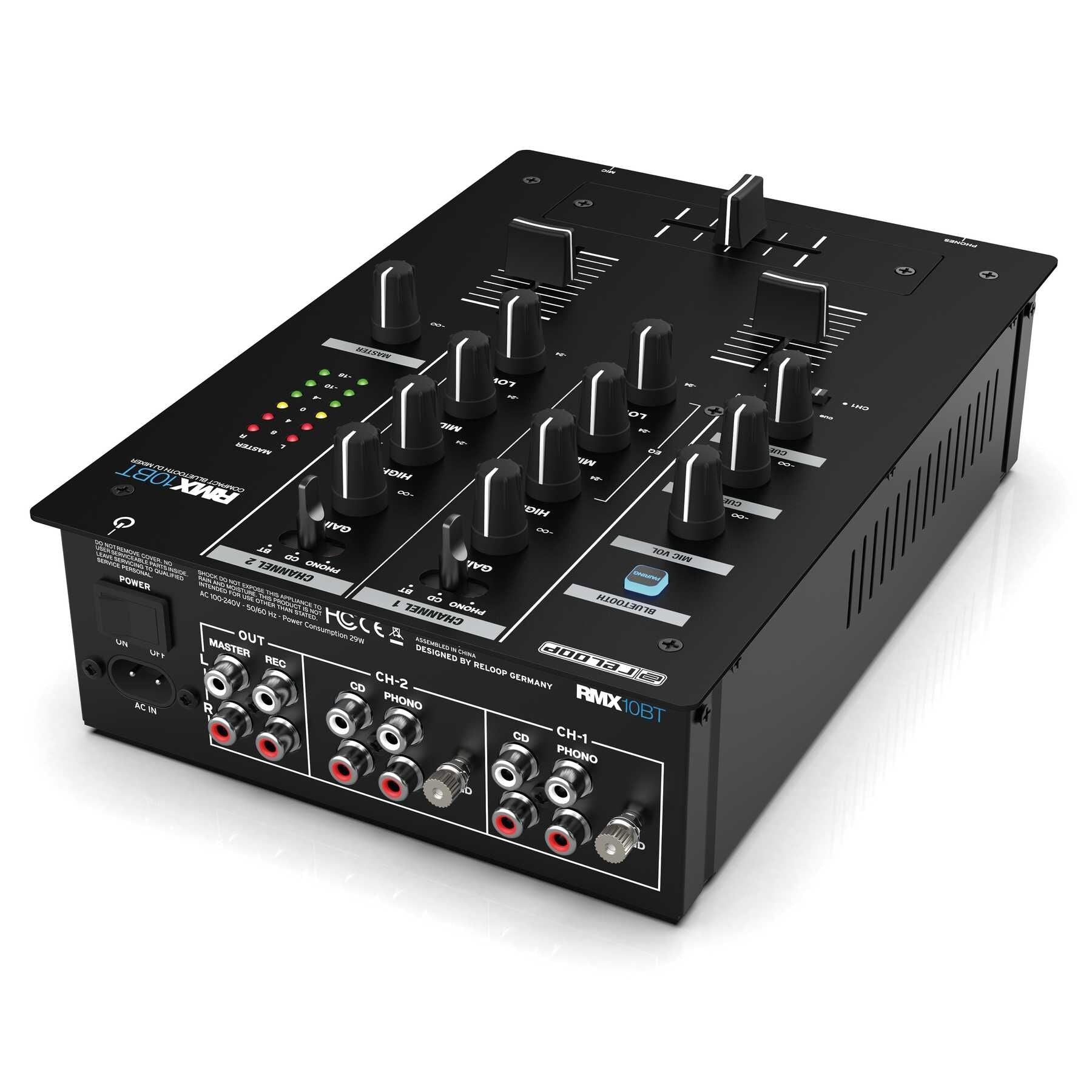 Reloop RMX-10BT- Compact 2 Channel DJ Mixer with Bluetooth input