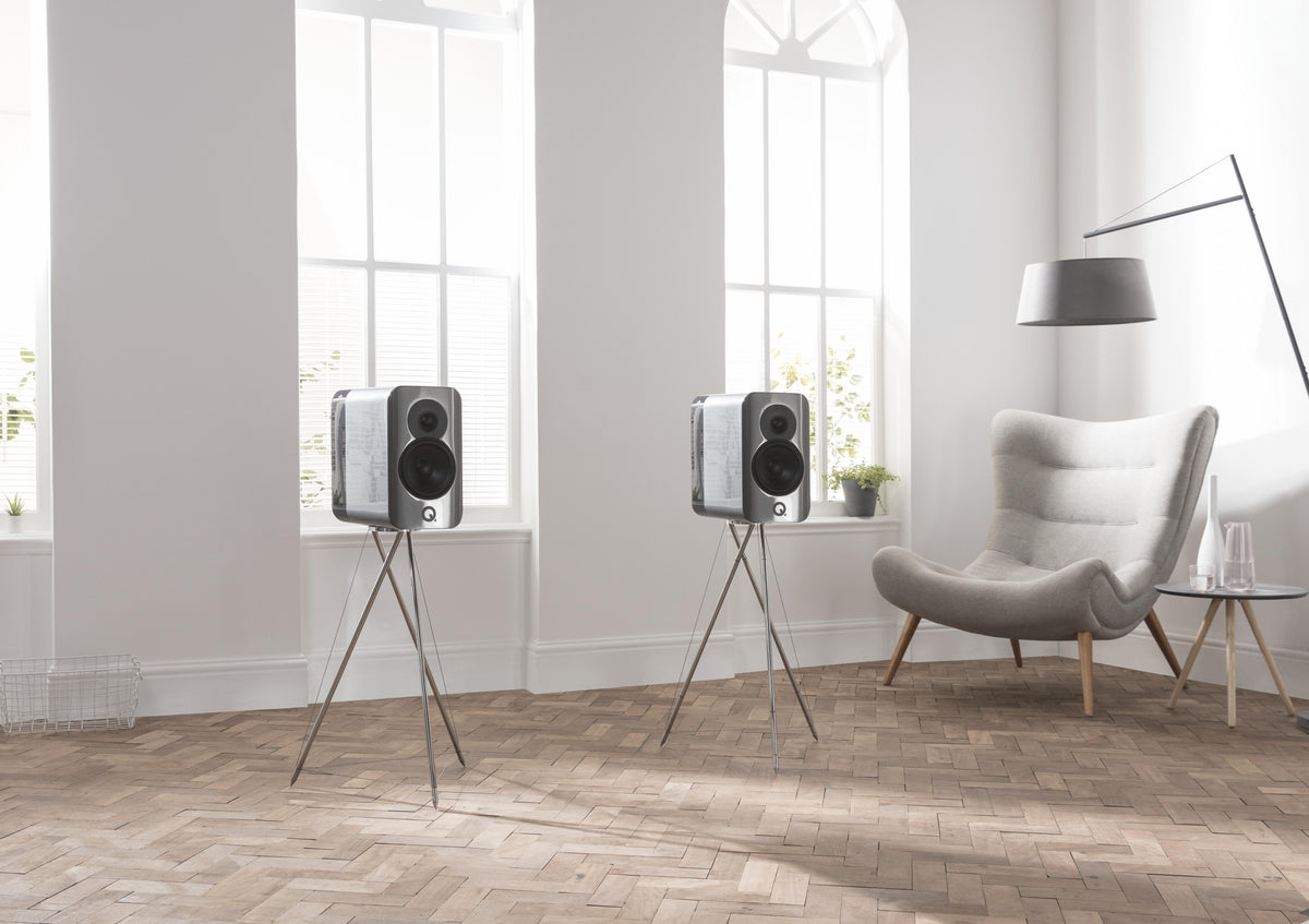 Q Acoustics Concept 300 Premium Speakers Pair Silver & Ebony