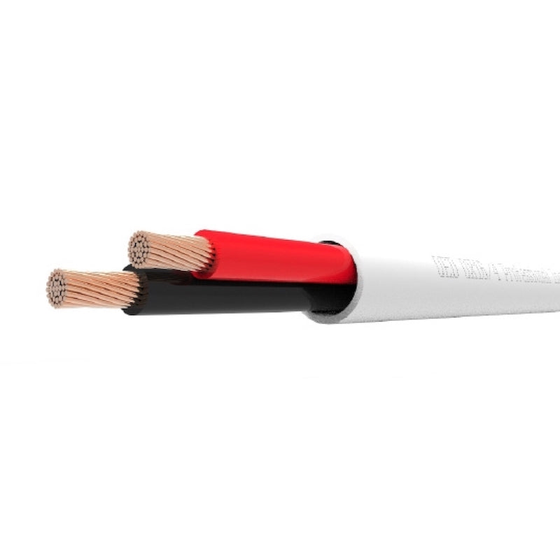 QED QX16/2 Flame Retardant Speaker Cable PVC White 4x2.3 mm Core - per metre