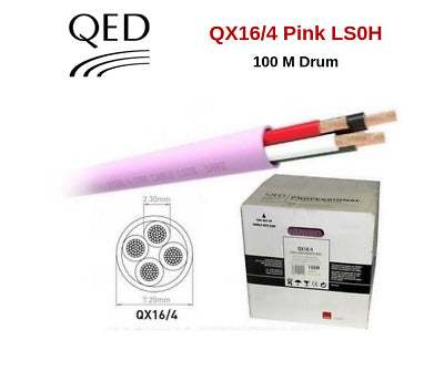QED QX16/4 LSZH 4 Core Speaker Cable Pink - 100 metres