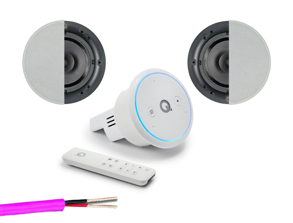 Q Acoustics E300A Smart In-Ceiling Voice Controlled HiFi Amplifier with 2 x Qi65C Ceiling Speakers Package