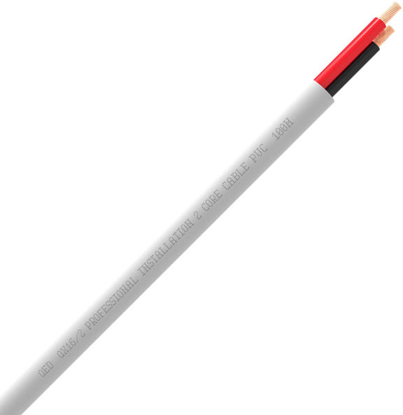 QED QX16/2 Flame Retardant Speaker Cable PVC White 4x2.3 mm Core -100 metre