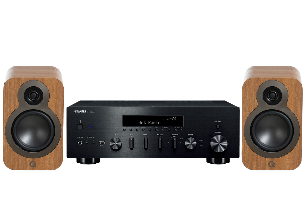 Yamaha R-N600A Network Receiver Amplifier + Q Acoustics 3020C Bookshelf Speakers