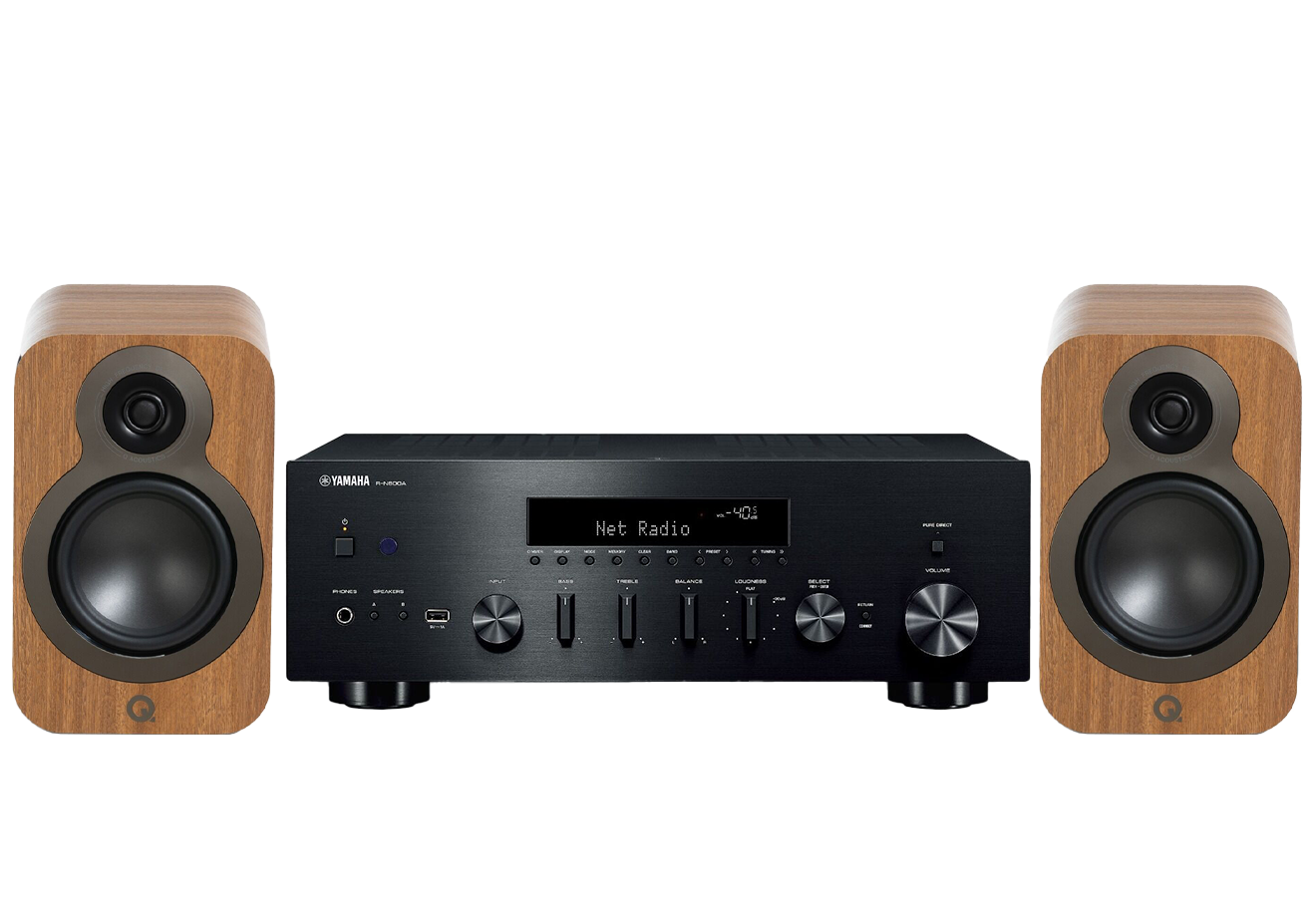 Yamaha R-N600A Network Receiver Amplifier + Q Acoustics 3020C Bookshelf Speakers