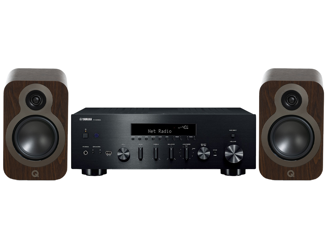 Yamaha R-N600A Network Receiver Amplifier + Q Acoustics 3020C Bookshelf Speakers
