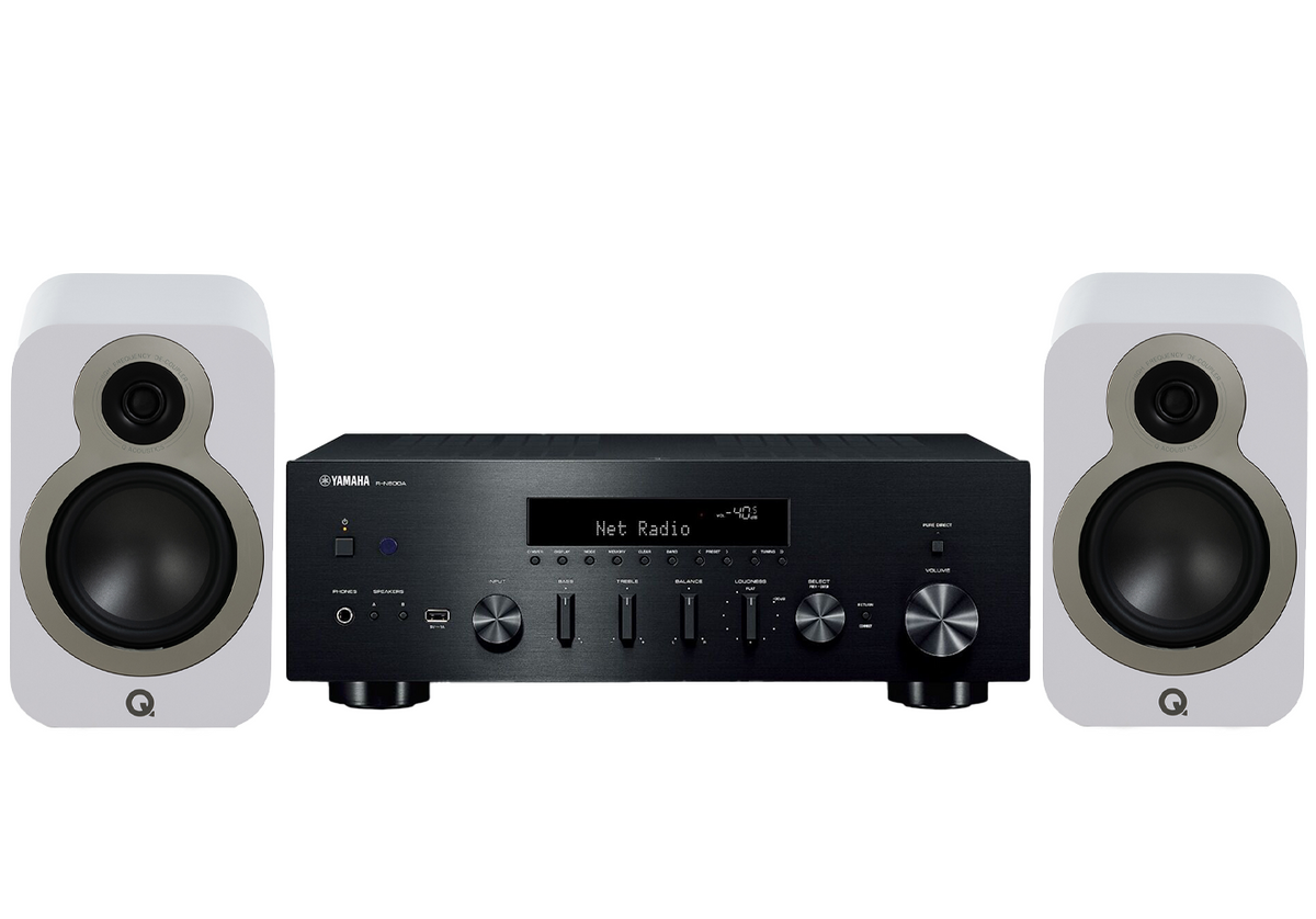 Yamaha R-N600A Network Receiver Amplifier + Q Acoustics 3020C Bookshelf Speakers