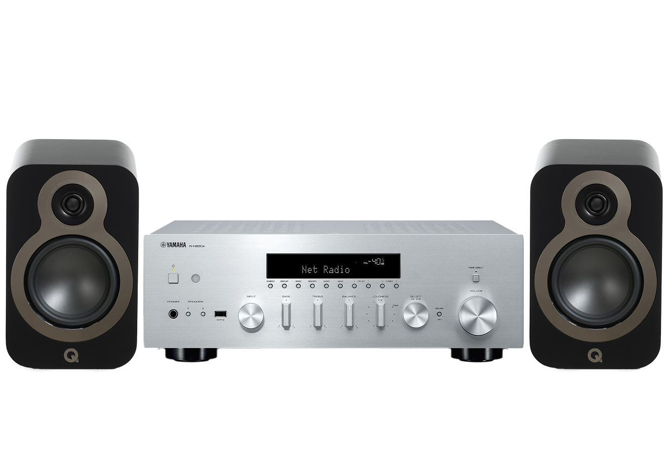 Yamaha R-N600A Network Receiver Amplifier + Q Acoustics 3020C Bookshelf Speakers