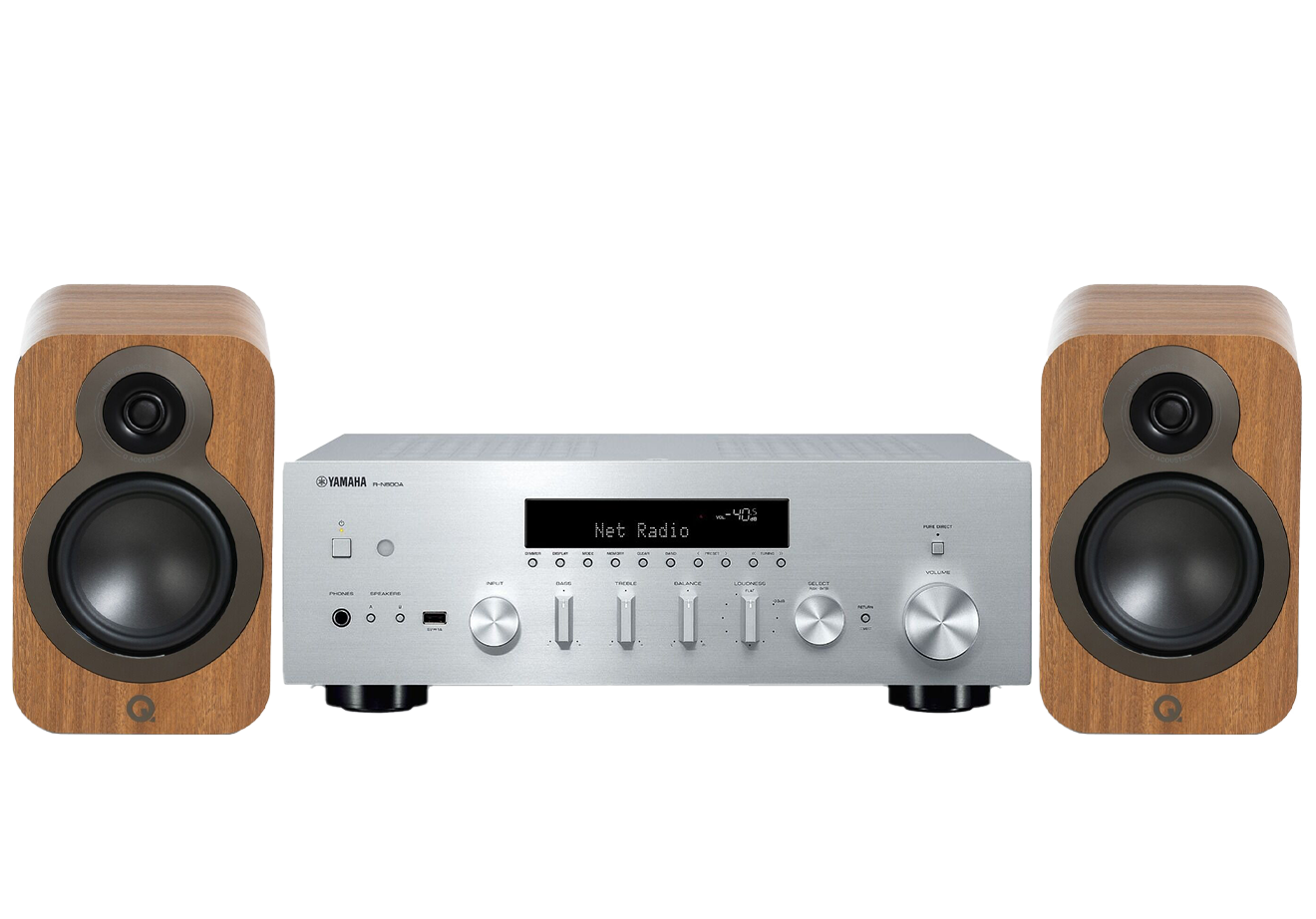 Yamaha R-N600A Network Receiver Amplifier + Q Acoustics 3020C Bookshelf Speakers