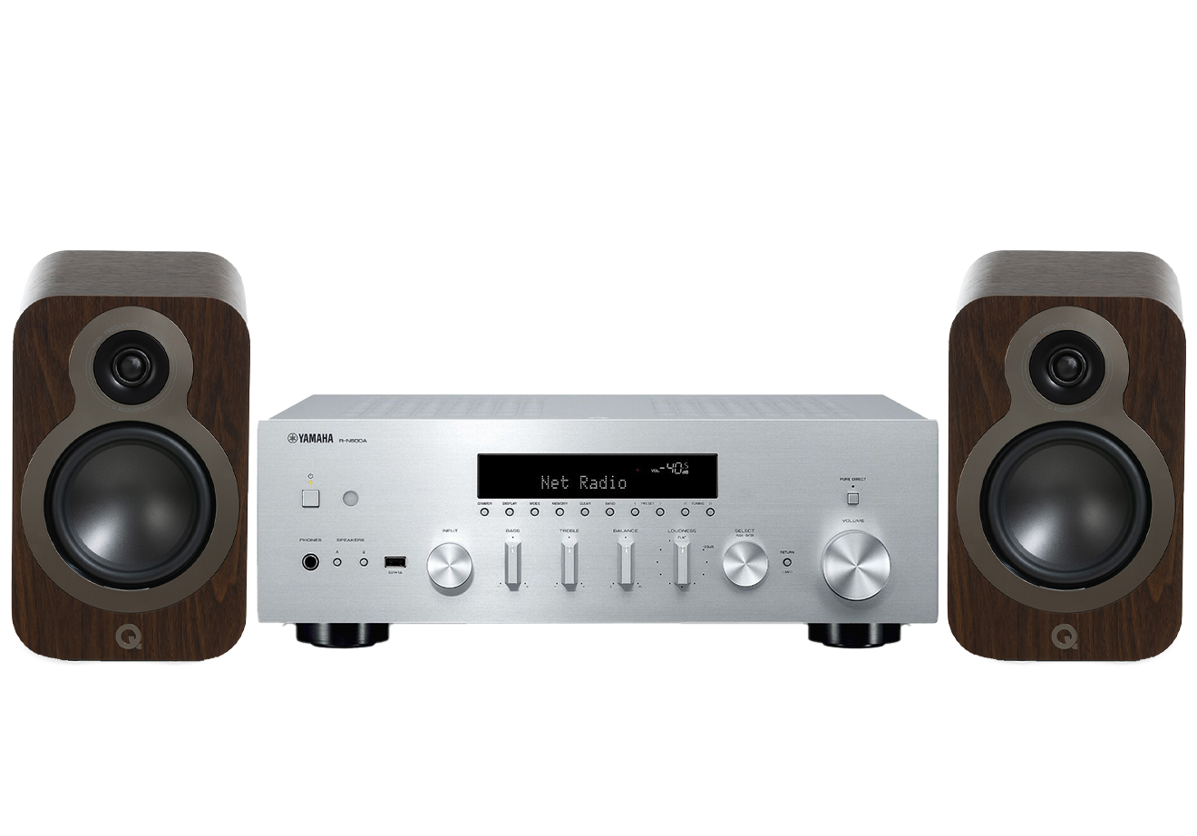 Yamaha R-N600A Network Receiver Amplifier + Q Acoustics 3020C Bookshelf Speakers