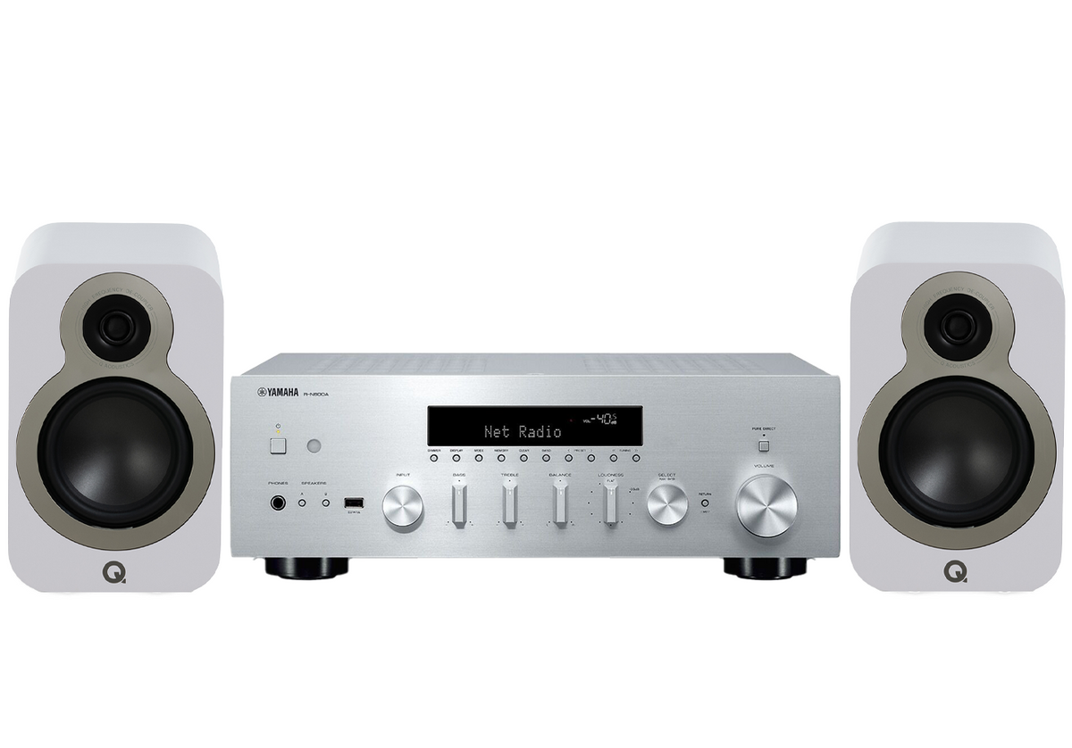 Yamaha R-N600A Network Receiver Amplifier + Q Acoustics 3020C Bookshelf Speakers