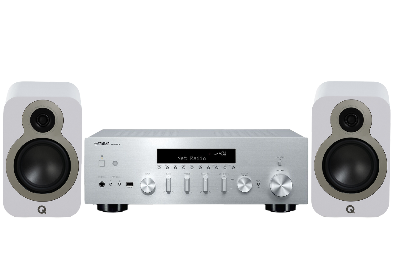 Yamaha R-N600A Network Receiver Amplifier + Q Acoustics 3020C Bookshelf Speakers
