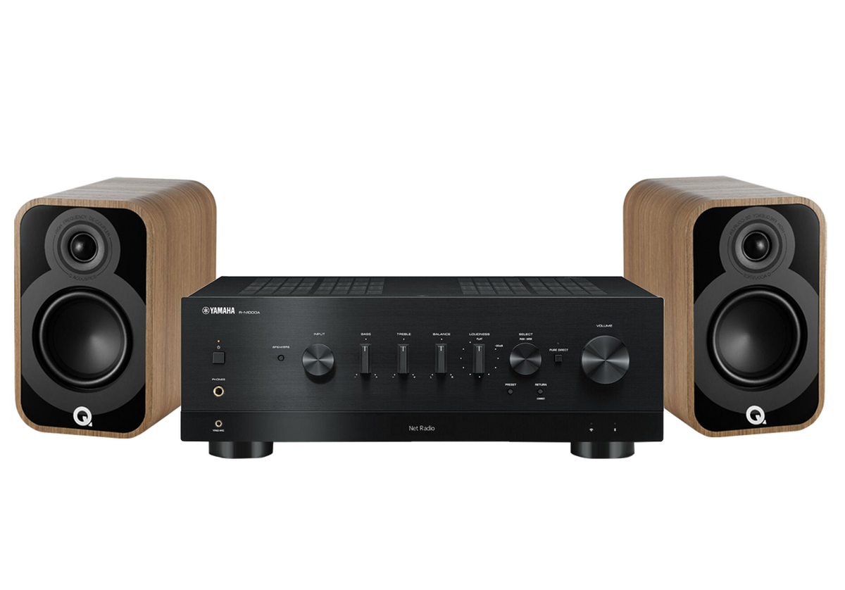 Yamaha R-N1000A Network Receiver Amplifier + Q Acoustics 5020 Bookshelf Speakers