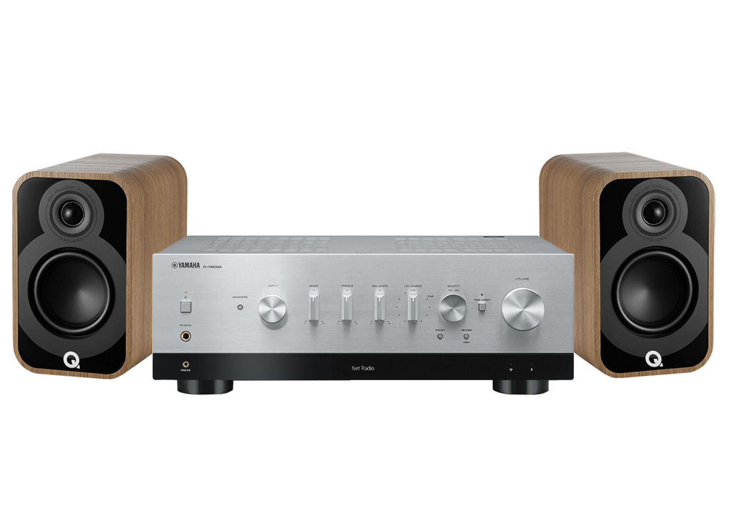 Yamaha R-N1000A Network Receiver Amplifier + Q Acoustics 5020 Bookshelf Speakers