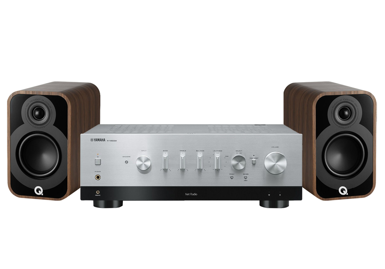 Yamaha R-N1000A Network Receiver Amplifier + Q Acoustics 5020 Bookshelf Speakers