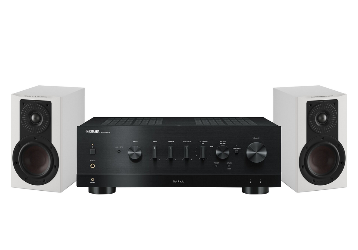 Yamaha R-N1000A Network Receiver Amplifier + Dali Opticon 1 Mk2 Stand Mount Speakers