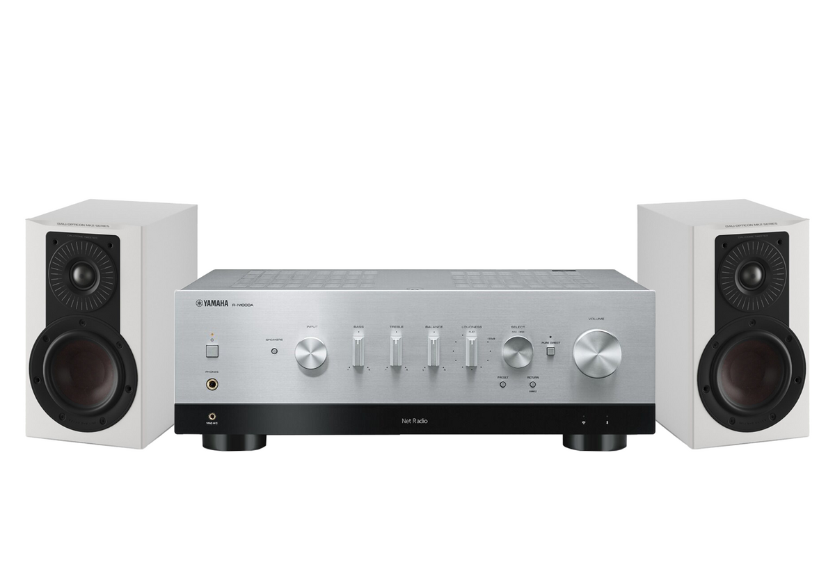 Yamaha R-N1000A Network Receiver Amplifier + Dali Opticon 1 Mk2 Stand Mount Speakers