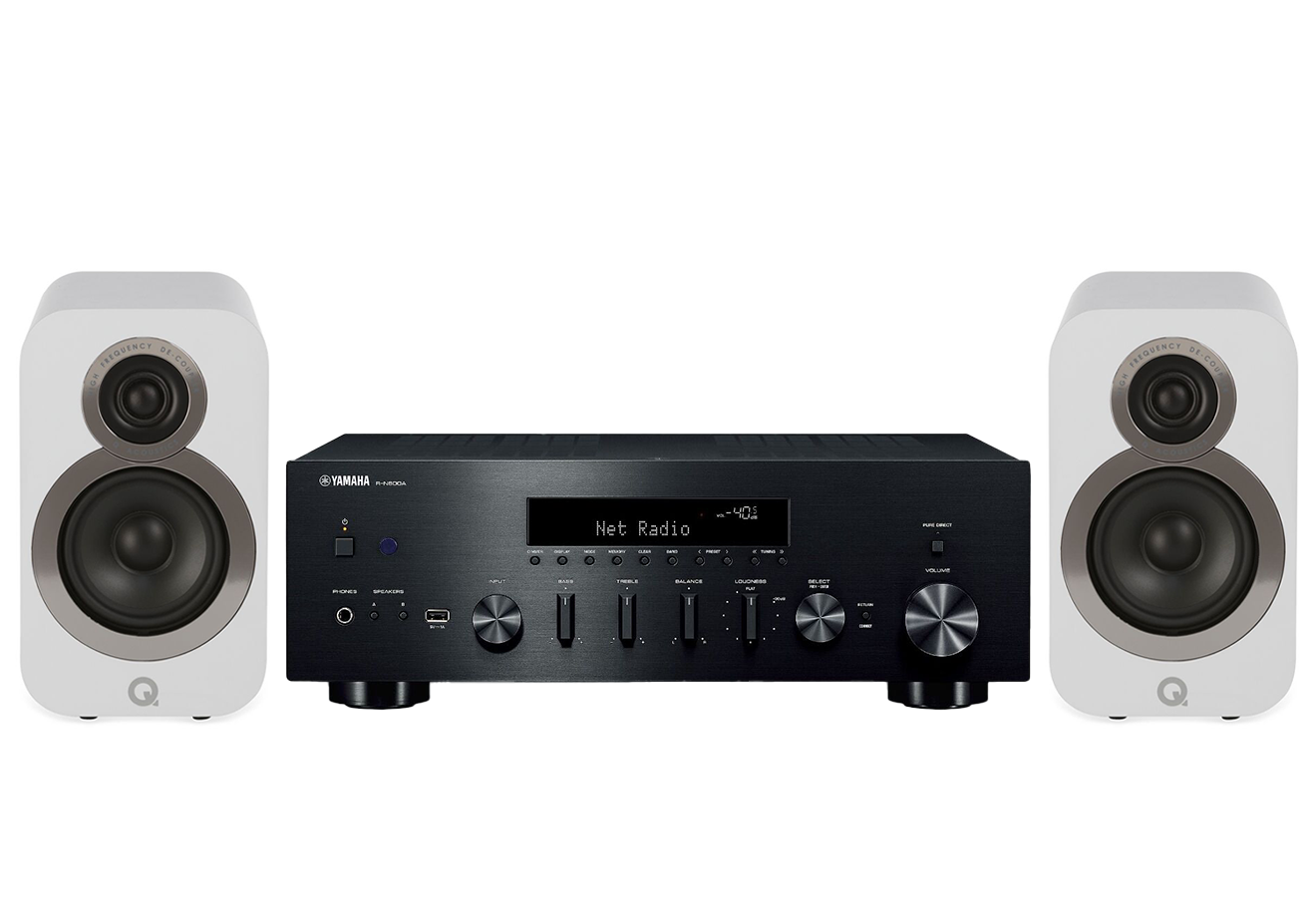 Yamaha R-N600A Network Receiver Amplifier + Q Acoustics 3020i Bookshelf Speakers
