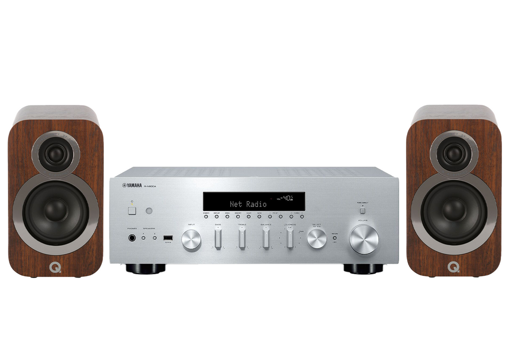 Yamaha R-N600A Network Receiver Amplifier + Q Acoustics 3020i Bookshelf Speakers