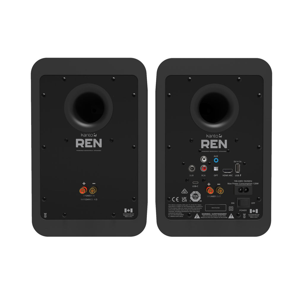 Kanto REN 200W Powered Bookshelf Speakers with HDMI ARC (Matte Black)