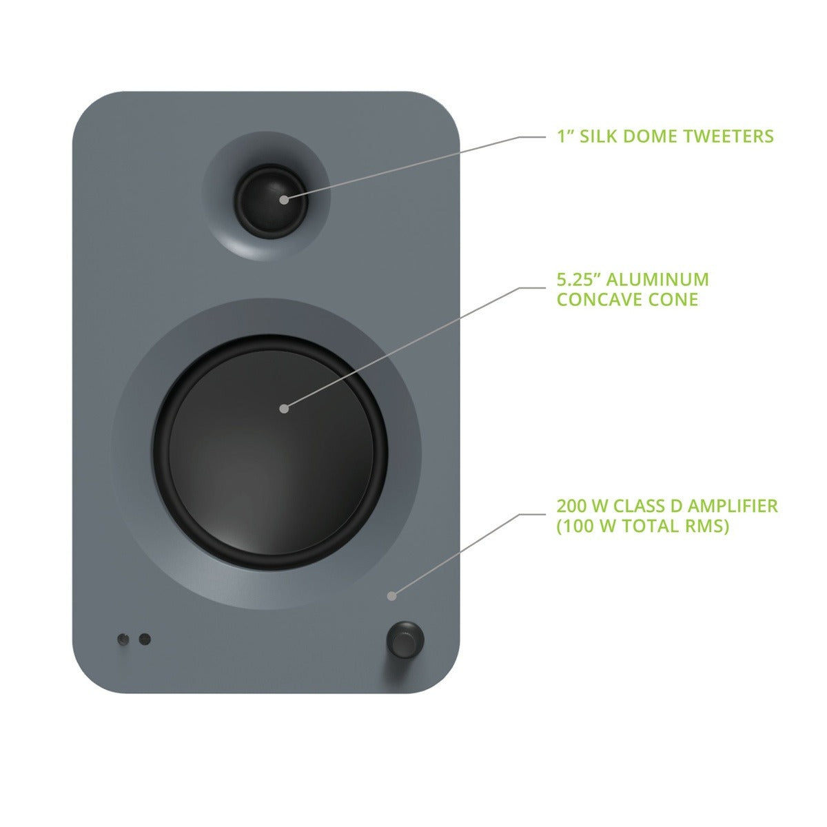 Kanto REN 200W Powered Bookshelf Speakers with HDMI ARC (Matte Grey)