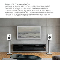 Kanto REN 200W Powered Bookshelf Speakers with HDMI ARC (Matte Grey)