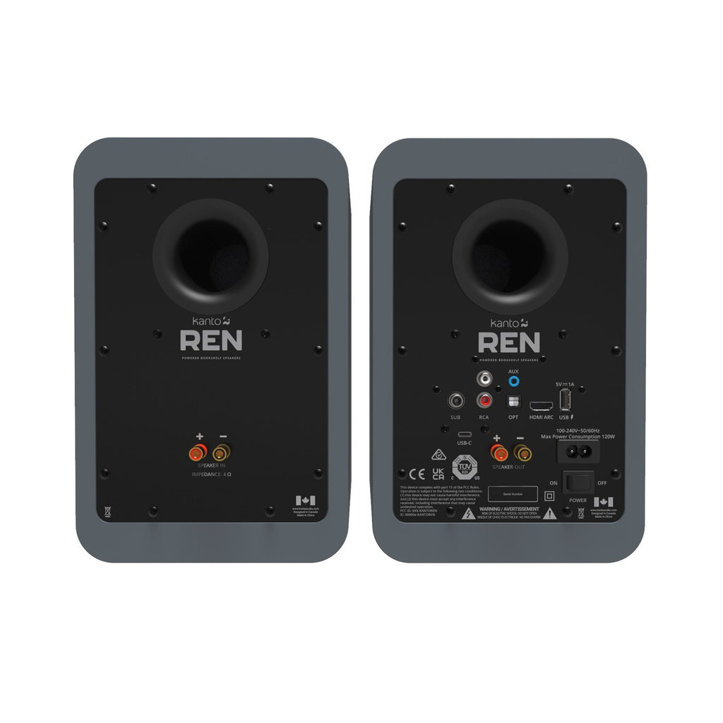 Kanto REN 200W Powered Bookshelf Speakers with HDMI ARC (Matte Grey)