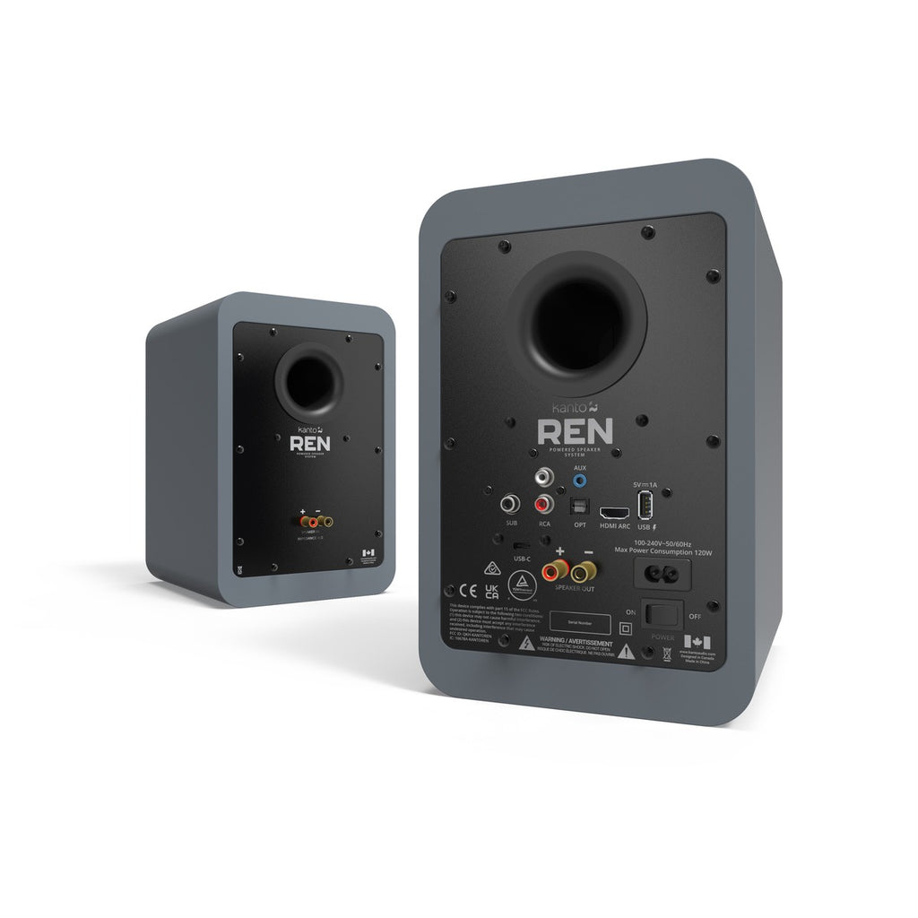 Kanto REN 200W Powered Bookshelf Speakers with HDMI ARC (Matte Grey)
