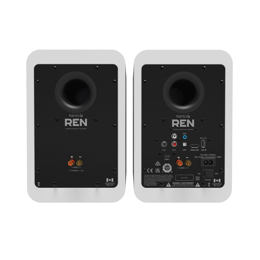 Kanto REN 200W Powered Bookshelf Speakers with HDMI ARC (Matte White)