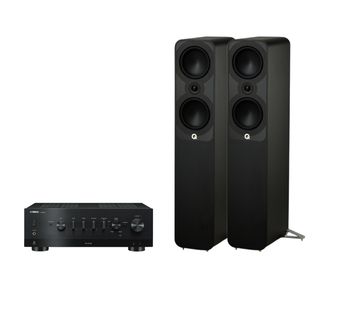 Yamaha R-N1000A Hi-Fi Network Receiver Amplifier + Q Acoustics 5050 Floor Standing Speakers Package and 5 metres Classic 79 Strand
