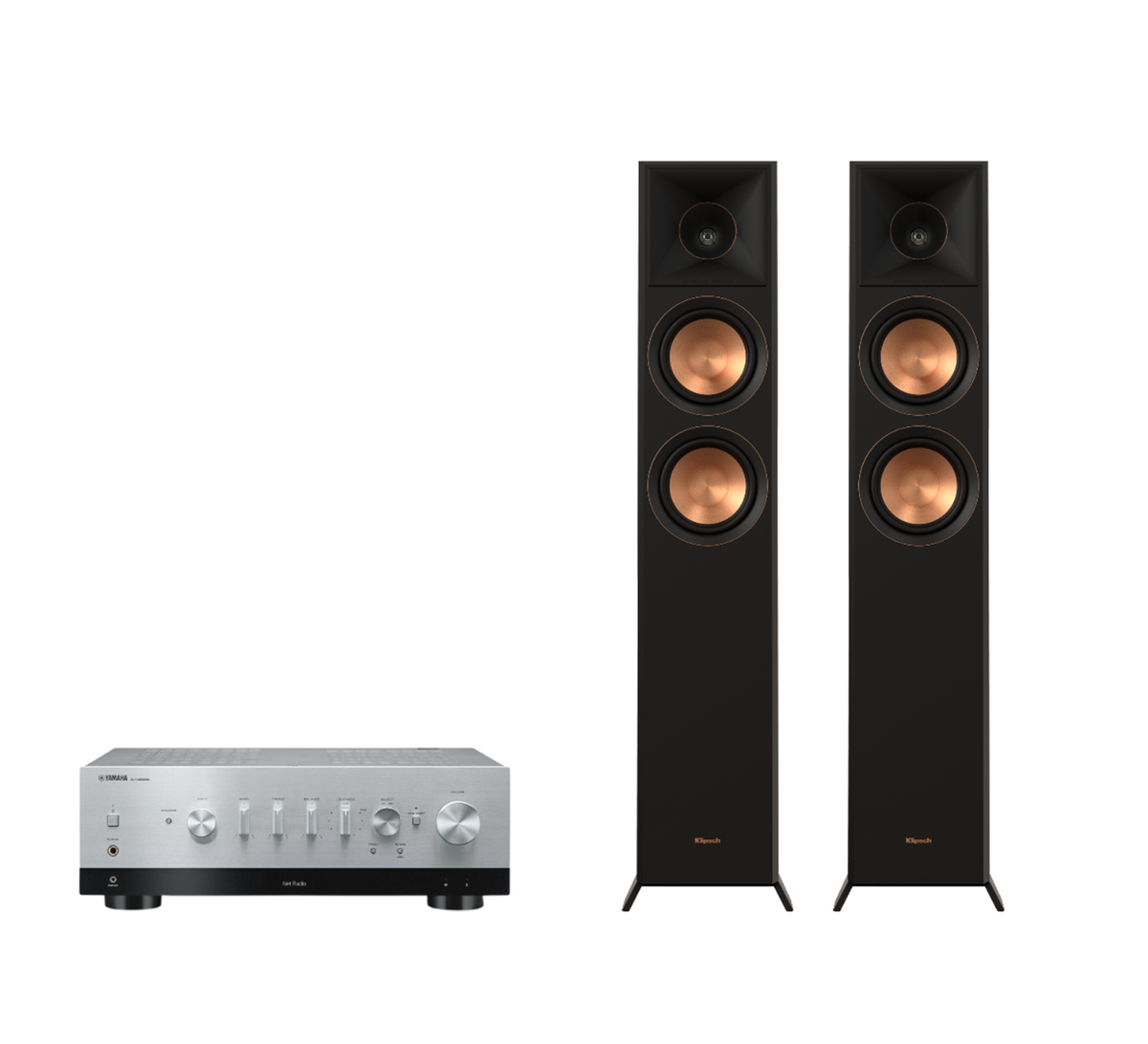 Yamaha R-N1000A High-End Network Receiver Amplifier + Klipsch RP-5000F II Floor Standing Speakers Package and 5 metres Classic 79 Strand