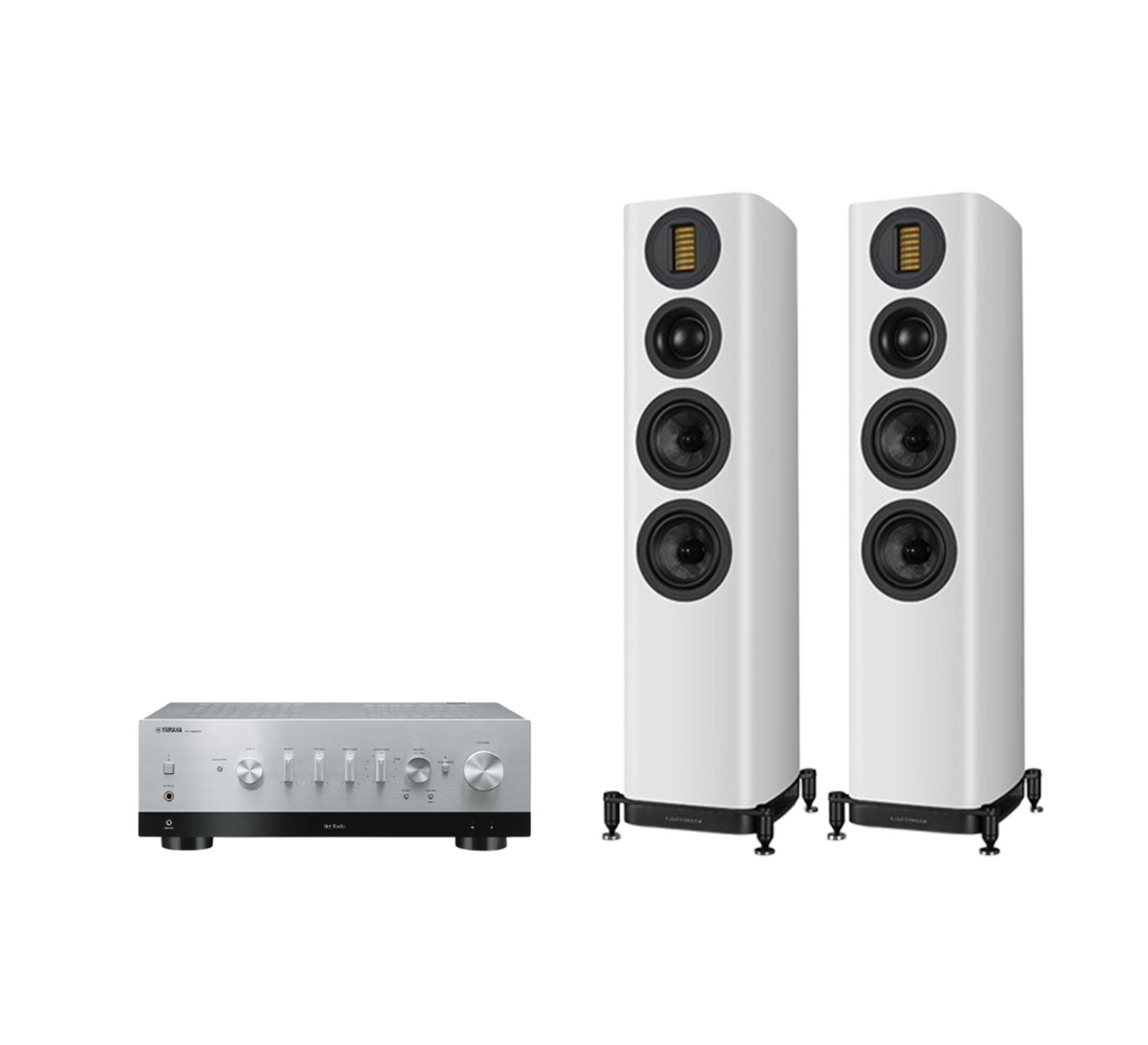 Yamaha R-N1000A High-End Network Receiver Amplifier + Wharfedale Evo 5.3 Floor Standing Speakers Package and 5 metres Classic 79 Strand