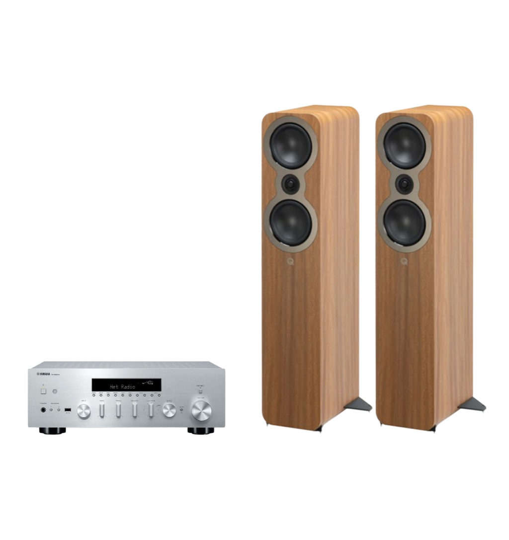 Yamaha R-N600A Hi-Fi Network Receiver Amplifier + Q Acoustics 3050c Floor Standing Speakers Package and 5 metres Classic 79 Strand