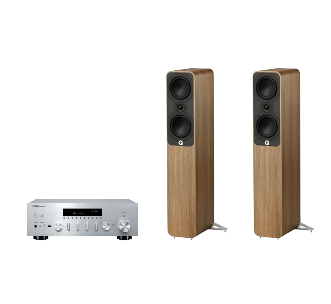 Yamaha R-N600A Hi-Fi Network Receiver Amplifier + Q Acoustics 5040 Floor Standing Speakers Package and 5 metres Classic 79 Strand
