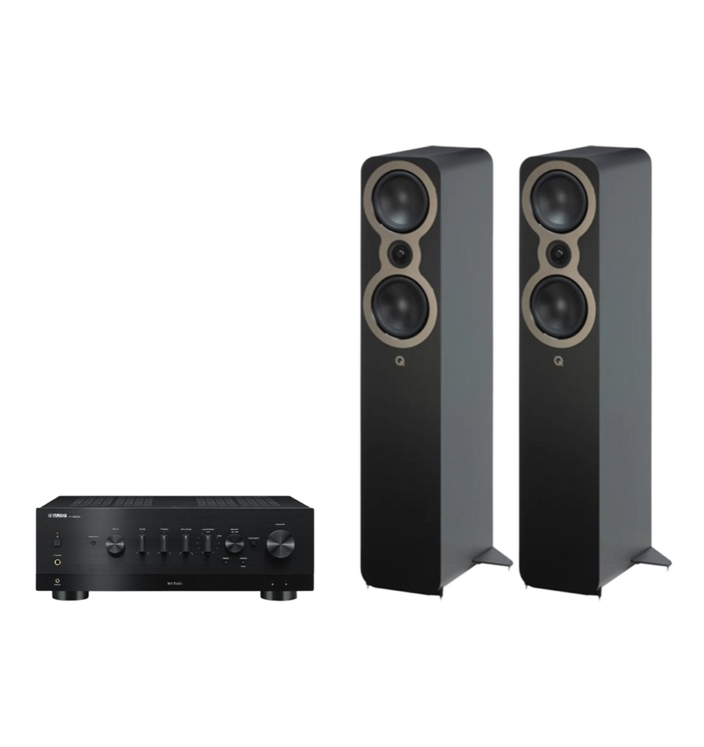 Yamaha R-N800A Hi-Fi Network Receiver Amplifier + Q Acoustics 3050c Floor Standing Speakers Package and 5 metres Classic 79 Strand
