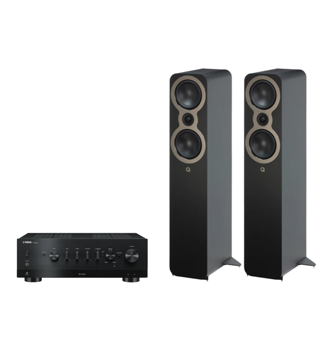 Yamaha R-N800A Hi-Fi Network Receiver Amplifier + Q Acoustics 3050c Floor Standing Speakers Package and 5 metres Classic 79 Strand
