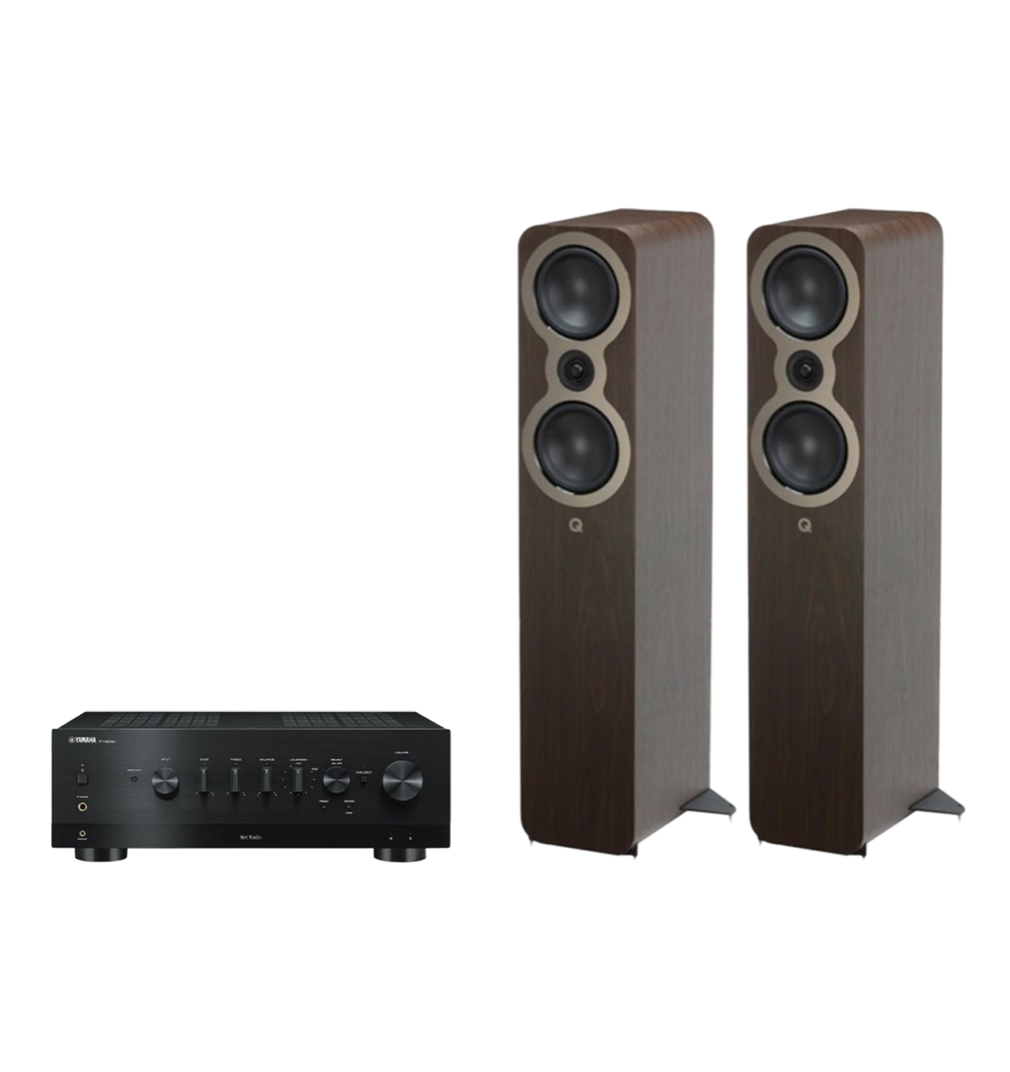Yamaha R-N800A Hi-Fi Network Receiver Amplifier + Q Acoustics 3050c Floor Standing Speakers Package and 5 metres Classic 79 Strand
